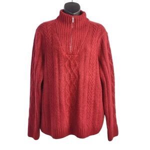 Craft & Barrow Women's Red 1/4 Zipper Sweater Size XL